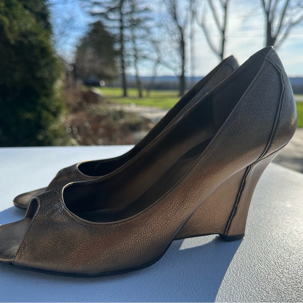Nine West Metallic Wedges with Peep-Toe